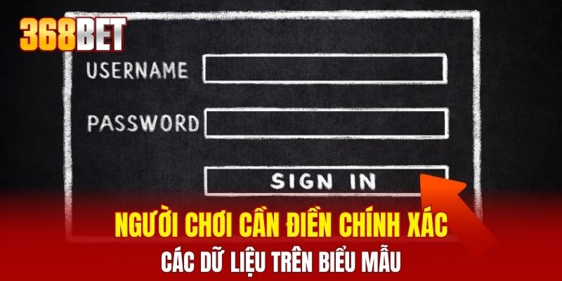 Người chơi cần điền chính xác các dữ liệu trên biểu mẫu